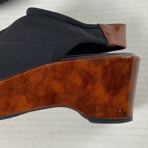 Donald J Pliner Black & Brown Wedged Platform Sole Sling Back Sandals Size 7.5N - Picture 4 of 12